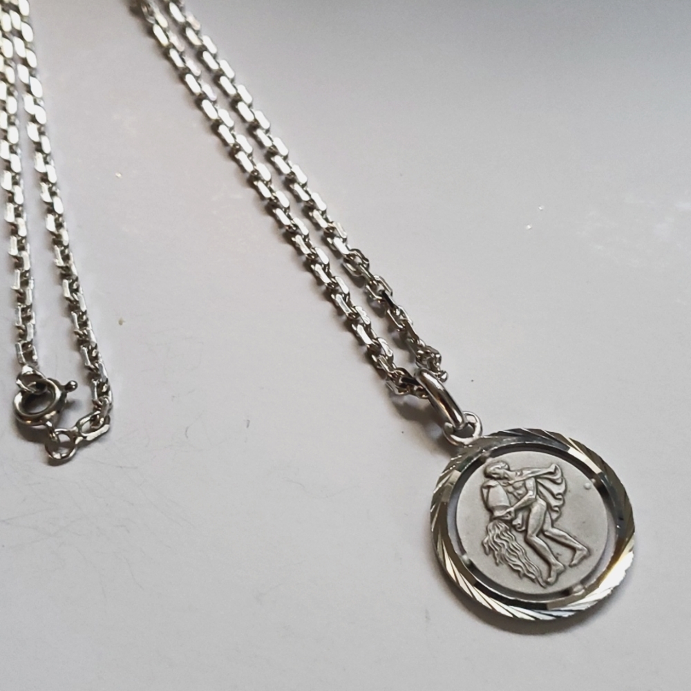 Aquarius Zodiac Silver Pendant Necklace